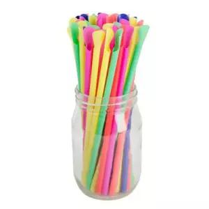 카페테리아 스푼형 스트로우 400개 (색상은랜덤)