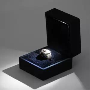 로맨틱 컷팅 LED 반지케이스 블랙 고급선물포장 박스