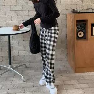 여성 기모안감 퍼 베이직 체크 보온성 기모바지 팬츠 체크바지