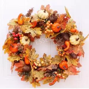 가을 현관 도어 리스 장식 50cm 인테리어 단풍 캠핑 호박 화환 추수