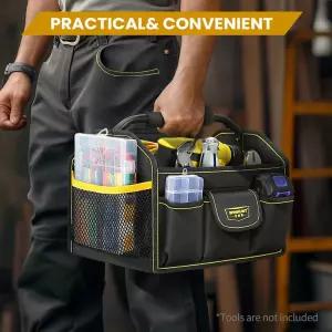 WINHUNT 토트 백 10포켓 와이드 입 도구 가방 정리 및 보관을 위한 관형 강철 헤비 듀티 전기 상자