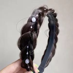 벼 머리띠 한복 꽈배기 땋은 헤어밴드 가발