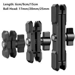램마운트거치대 알루미늄 합금 더블 소켓 암 25mm1인치 볼 헤드 홀더 마운트 클램프 자전거 오토바이 카메