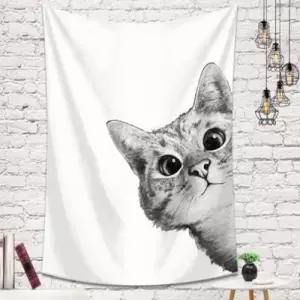 패브릭 월 데코 빼꼼고양이 가림막 (대) 130X150