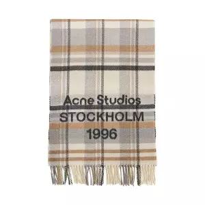 [아크네스튜디오]아크네 스튜디오 26SS 프린지 로고 울 머플러 화이트베이지 CA0385 AYS