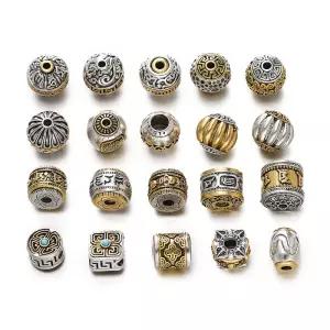 주얼리 제작용 금속 루즈 비즈 원형 실린더 네팔 불교 티베트 실버 골드 컬러 DIY 팔찌 5 개/로트