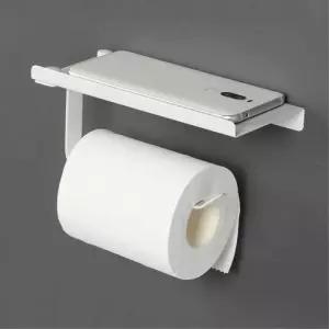 심플한 베이직 선반형 휴지걸이 화이트 화장지걸이