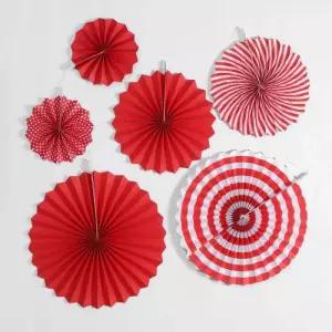 셀프백일상 6세트 파티데코 레드 페이퍼휠 파티용