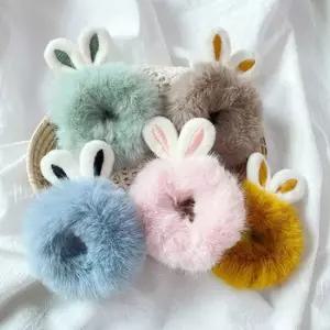 뽀송 토끼 슈슈 헤어끈 5개세트 헤어끈 여아헤어끈 여성헤어끈 헤어끈세트 토끼헤어끈