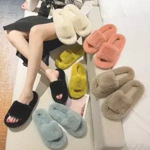 심플 털 슬리퍼 풍성 퍼 실내외 사무실 따뜻한 슬리퍼 실내슬리퍼 겨울슬리퍼