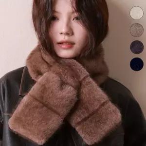 퀼팅 퍼 머플러 페이크 목도리 밍크 털 쁘띠 인조 퍼머플러 털목도리 밍크머플러