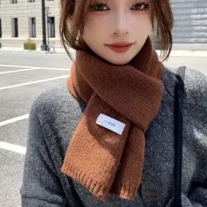 남녀공용 따뜻한 겨울 목도리 클래식 무지 심플 데일리 신축성 포근 라벨 머플러