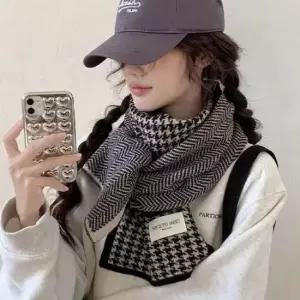 bns 겨울 체크 니트 울 베이직 패션 머플러 목도리 여자 선물 니트목도리 체크목도리