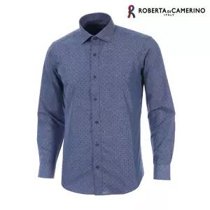 [하프클럽/로베르타 디 까메리노]TC 프린트 슬림핏 블루 긴소매 셔츠 RM3-453-2