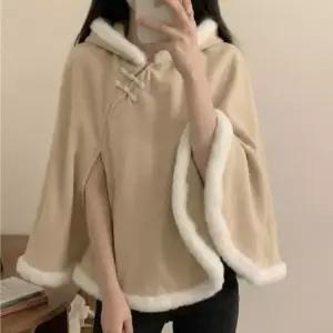 [의류] 곰돌이귀 망토 케이프 코트 후드 티셔츠 귀여운 털 아우터