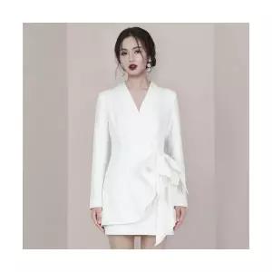 여성 엘레강스 연회 날씬한 화이트 파티 원피스 스포M3