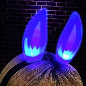 야광 토끼 머리띠 크리스마스 동물 발광 led 파티 머리띠 헤어밴드 나이트 반짝이 귀여운 패션 무대 클럽