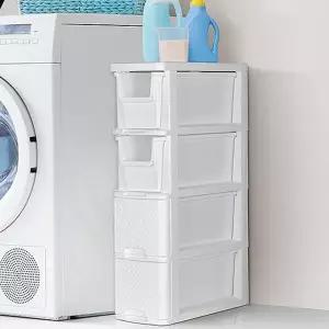 슬림 수납장 다용도 모듈형 4단 틈새 수납장 욕실 공간 플라스틱 서랍장 이동형 트롤리 정리함 이동식 코너