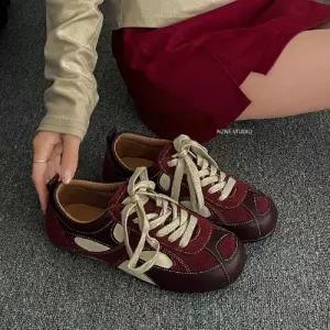 여사친 빈티지 가을 신발 소프트 와인 플랫 KS3