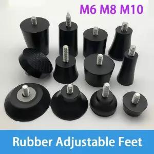 고무마개 파이프 배관 2-20개 고무 발 패드 M6m8m10 나사 테이블 의자 블랙 레벨링 가구 다리 충격 방지 보
