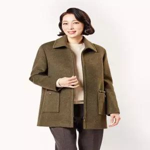 [마담엘레강스]포켓 니트배색 집업 하프코트 K233CT03