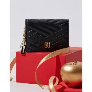 [국내매장판] 닥스 ACC [선물포장][CARLISLE]여성 블랙 칼라일 엠보 가죽 골드DD 카드지갑 DCWA3E218 25501