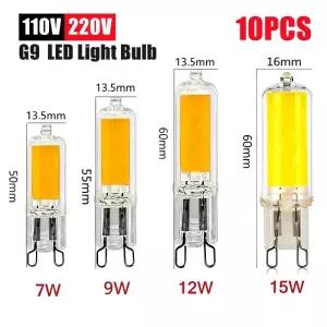 LED전구 10~1개 초고휘도 G9 LED 전구 9W 12W 15W AC110V 220V 유리 램프 일정 전력 조명 COB