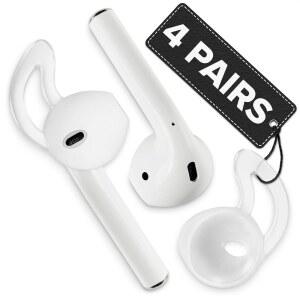 [미국배송] 4쌍 실리콘 이어버드 교체 팁 - 애플호환 AIRPOD 이어 후크 에어팟 미끄럼 방지 커버 이어팁 이어팁.