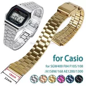호환 카시오 F-91W 스테인레스 스틸 시계 밴드 18mm 스트랩 SGW400 F84 F105/108/A158W/168 AE1200/1300 남