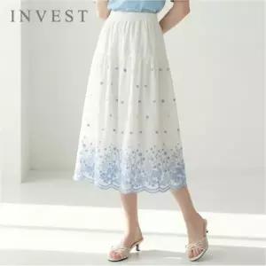 [인베스트] 플라워 자수 밴딩 스커트_IN6M1SK8401