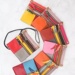 [패션] 컬러풀 가죽 미니크로스백 클러치백 여행 보조가방