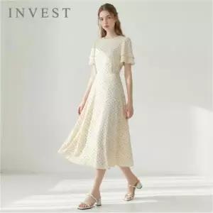 [인베스트] 도트 나염 날개 소매 쉬폰 원피스_IN6M1OP3691