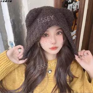 귀여운 겨울 동물 모자 모양 니트 곰 귀 비니