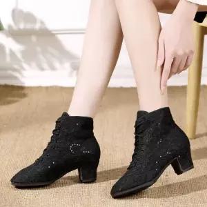 라인댄스슈즈 라틴화 부츠신발 하이탑 사교 댄스화 여자