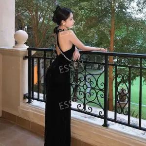 여자이브닝 머메이드라인 파티 드레스 큐빅장식 칵테일 홀터넥