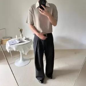 팬츠 여름 빈티지 오피스룩 캐주얼 남성용 출근룩 정장 차콜 핀턱 첸펑 A라인 와이드 커프스 SPO마켓2