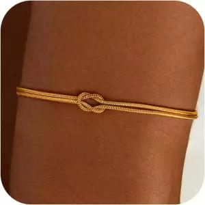 여성용 Fimhut 골드 매듭 팔찌 트렌디 - 14K 골드/화이트 도금 고급 선물용 방수 주얼리