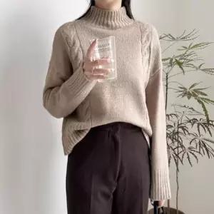 [옷은날개] 니트 터틀넥 니트 폴라 꽈베기 반목 여성 도톰 스웨터