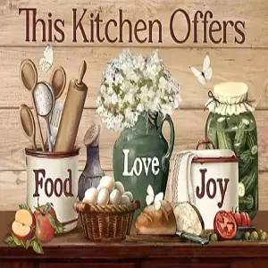 주방 스탬프 크로스 스티치 키트 - 초보자를 위한 식품 카운트 바늘 포인트 패턴 치수 공예 자수 예술 및