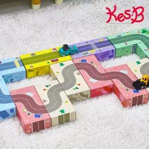 (30pcs) (캐스B)튼튼 종이벽돌블럭 도로/유아/영유아/유치원/어린이집/아동/교통/완구/기차/놀이감/선물용