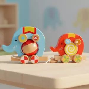 미니 코끼리 열차놀이 원목 기차놀이 장난감 연결 우드 장난감 나무 끌차 돌아기 유아용