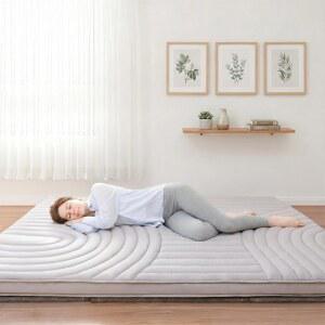 존리 일본 바닥 이불 매트리스 빈티지 스트라이프 퀼팅 퀸 사이즈 토퍼 휴대용 수면