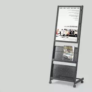 바퀴형 잡지 투명 가방랙 진열대 미술관 꽂이 원목 홍보판