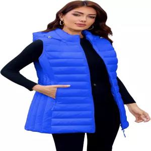 봄 가을 겨울용 후드 경량 패커블 민소매 조끼 여성용 롱 패딩
