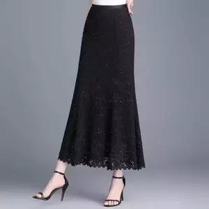 스커트 여성용 롱 힙업 슬림 펀칭 봄여름 스팽글 머메이드 레이스 데일리 쉬폰 SPO마켓2