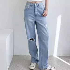 여자 찢청 데미지 워싱 디테일 와이드핏 여름 청바지 로우라이즈