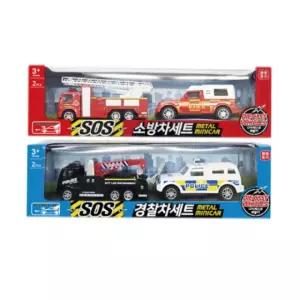 소방차 미니카 종합 세트 SOS 자동차 움직이는 다이캐스트 경찰차 선물 메탈미니카