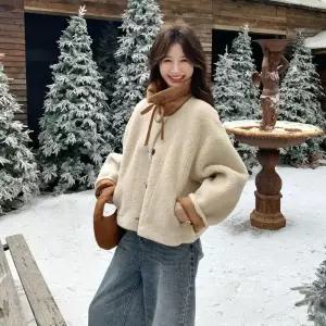 일체형 램스울 여성패션 코트 쇼트 퍼 모피 DL1