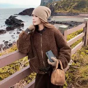 하프 여성패션 스웨이드 코트 블레이저 모피 DL1