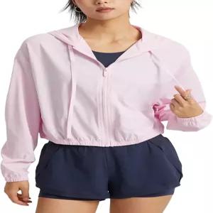 Wyeysyt 여성용 UPF 50+ 자외선 차단 크롭 재킷 기능성 후드 집업 러닝 및 운동용 아웃도어 스포츠 상의